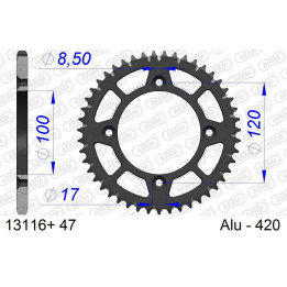 Couronne AFAM aluminium ultra-light anodisé dur 13116 - 420