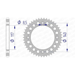 Couronne AFAM alu ultra-light anodisé dur 13108 - 428 - 46 dents