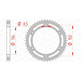 Couronne AFAM acier standard 16203 - 428 - 50 dents | Oxmoto