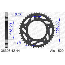 Couronne AFAM aluminium 36306 - 520 | Oxmoto