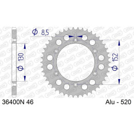 Couronne AFAM aluminium 36400 - 520 | Oxmoto