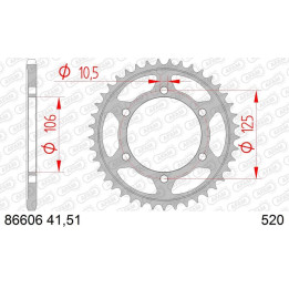 Couronne AFAM acier standard 86606 - 520 1074761002 | Oxmoto