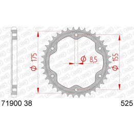 Couronne AFAM acier standard 71900 - 525 | Oxmoto