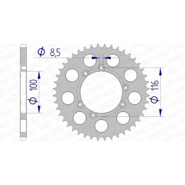 Couronne AFAM aluminium 93303 - 520 1074805001 | Oxmoto