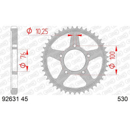 Couronne AFAM acier standard 92631 - 530 | Oxmoto