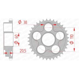 Couronne AFAM acier standard 50605 - 525 | Oxmoto