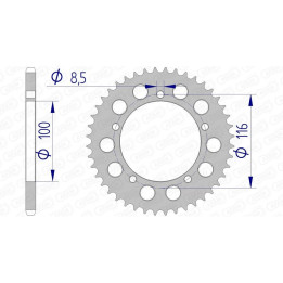 Couronne AFAM alu 17100420 - 44 dents | Oxmoto