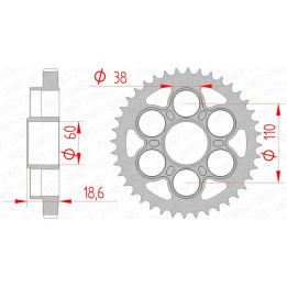 Couronne AFAM acier standard 50900 - 530 | Oxmoto