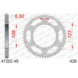 Couronne AFAM acier standard 47202 - 428 | Oxmoto