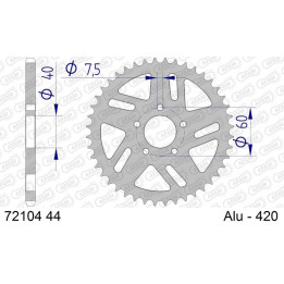 Couronne AFAM alu 72104 - 420 - 44 dents | Oxmoto