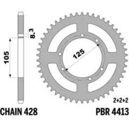 Couronne PBR Acier Standard - 428 4413 51 F | Oxmoto