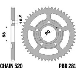 Couronne PBR acier standard - 520 281 42 C45 | Oxmoto