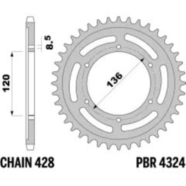 Couronne PBR Acier Standard - 428 4324 46 C45 | Oxmoto
