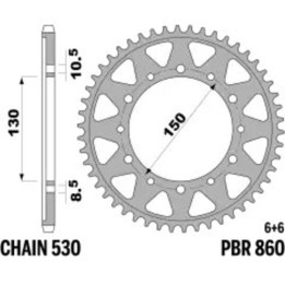 Couronne PBR acier standard - 530 860 50 C45 | Oxmoto