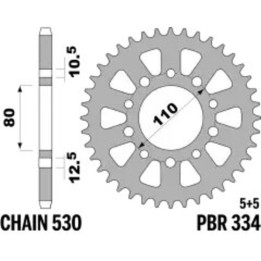 Couronne PBR acier standard - 530 334 47 C45 | Oxmoto