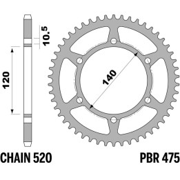 Couronne PBR acier standard - 520 475 43 F | Oxmoto