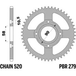 Couronne PBR acier standard - 520 279 38 C45 | Oxmoto