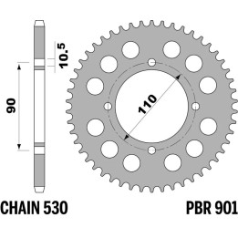 Couronne PBR acier standard - 530 901 38 F | Oxmoto