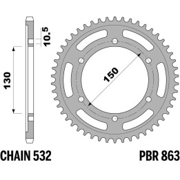 Couronne PBR acier standard - 532 863 45 C45 | Oxmoto
