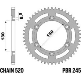 Couronne PBR acier standard - 520 245 50 C45 | Oxmoto