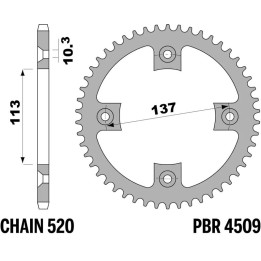 Couronne PBR acier standard - 520 4509 36 C45 | Oxmoto