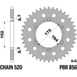 Couronne PBR acier standard - 520 856 40 F | Oxmoto