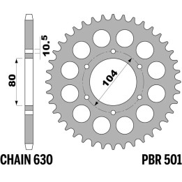 Couronne PBR Acier Standard - 630 501 42 C45 | Oxmoto