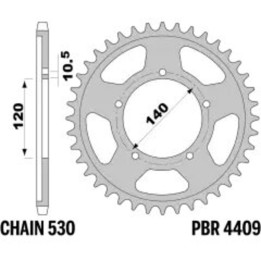 Couronne PBR acier standard - 530 4409 46 C45 | Oxmoto