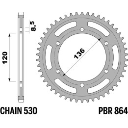 Couronne PBR acier standard - 530 864 38 F | Oxmoto
