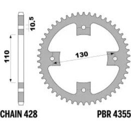 Couronne PBR Acier Standard - 428 4355 50 F | Oxmoto