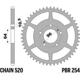 Couronne PBR acier standard - 520 254 41 C45 | Oxmoto