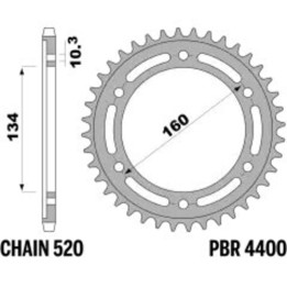 Couronne PBR acier standard - 520 4400 45 C45 | Oxmoto