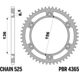 Couronne PBR acier standard - 525 4365 42 C45 | Oxmoto
