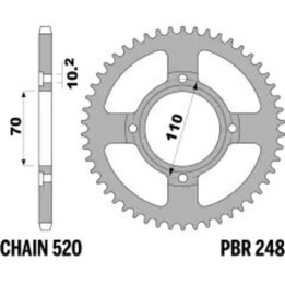 Couronne PBR acier standard - 520 248 45 F | Oxmoto
