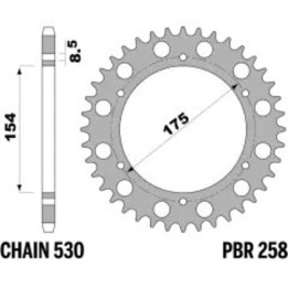 Couronne PBR acier standard - 530 258 45 C45 | Oxmoto