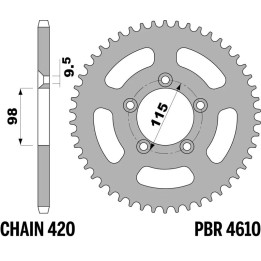 Couronne PBR alu standard - 420 4610 50 L | Oxmoto