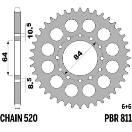 Couronne PBR acier standard - 520 811 48 C45 | Oxmoto