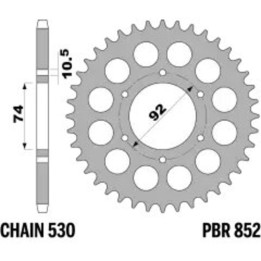 Couronne PBR acier standard - 530 852 46 C45 | Oxmoto