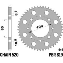 Couronne PBR acier standard - 520 819 46 C45 | Oxmoto