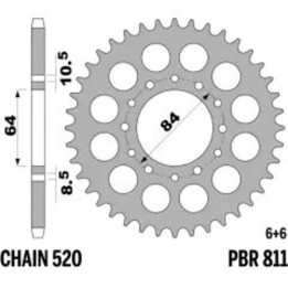 Couronne PBR acier standard - 520 811 39 F | Oxmoto