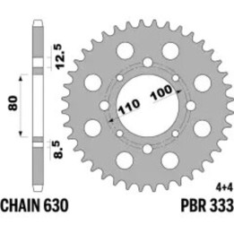 Couronne PBR Acier Standard - 630 333 43 C45 | Oxmoto