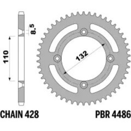 Couronne PBR alu standard - 428 4486 51 L | Oxmoto