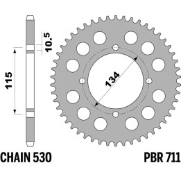Couronne PBR acier standard - 530 711 48 C45 | Oxmoto