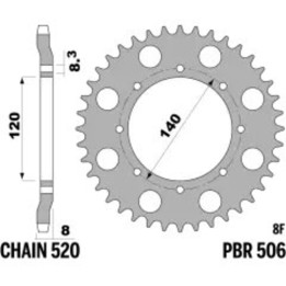 Couronne PBR acier standard - 520 506 45 C45 | Oxmoto