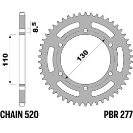 Couronne PBR acier standard - 520 277 45 C45 | Oxmoto