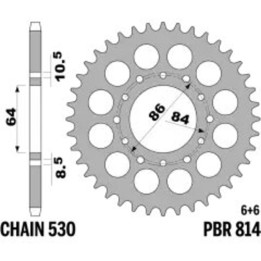 Couronne PBR acier standard - 530 814 39 F | Oxmoto