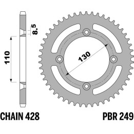 Couronne PBR Acier Standard - 428 249 50 C45 | Oxmoto
