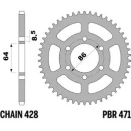 Couronne PBR Acier Standard - 428 471 48 F | Oxmoto