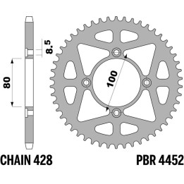 Couronne PBR Acier Standard - 428 4452 48 C45 | Oxmoto