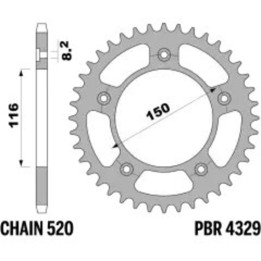 Couronne PBR acier standard - 520 4329 43 C45 | Oxmoto